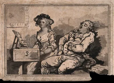 A man has fallen asleep as a young woman plays the piano