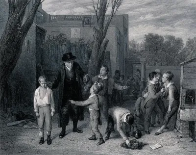 A man has separated two boys who were fighting in the playground