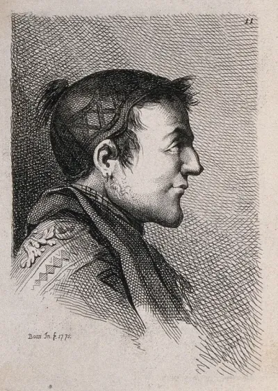 A man in profile; a physiognomic caricature