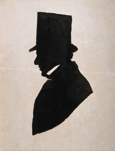 A man in profile wearing a top hat, possibly a member of the Jenner family