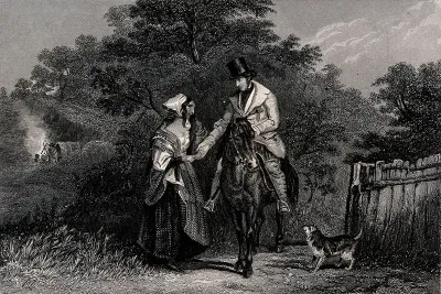 A man on horseback consulting a fortune-teller or gipsy