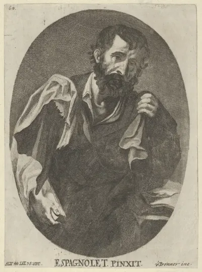 A man, possibly a scholar or philosopher, plate 64 from a portfolio of reproductions of the Imperial Gallery of Paintings in Vienna
