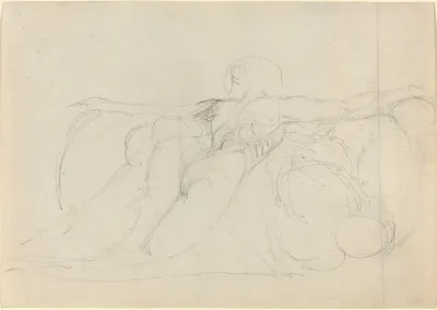 A Man Seen from Behind, Rising on Clouds