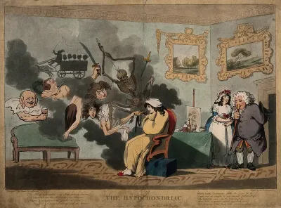A man suffering from depressed spirits ("hypochondria"), being tormented by doleful spectres