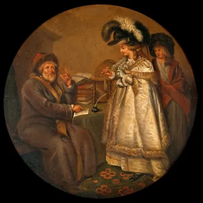A man telling a lady's fortune