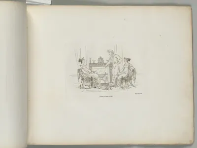 A Man, Two Women, a Child, and a Dog by a Fireplace (from Sketches in Outline)