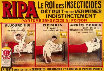 A man using RIPA insecticide to kill bedbugs and get a good night's sleep