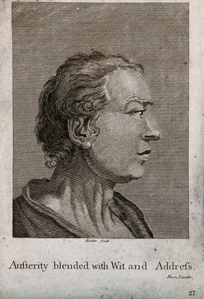 A man whose face expresses (according to the study of physiognomy) austerity blended with wit and rhetorical powers