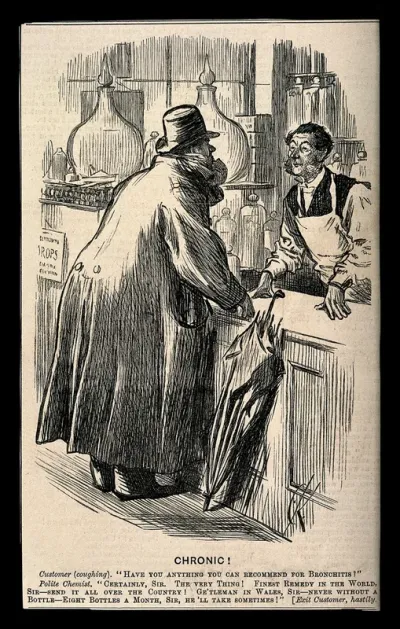 A man with bronchitis asks a chemist for a remedy