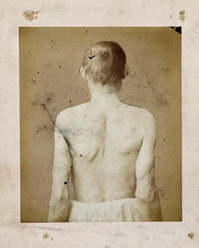 A man with naked torso viewed from behind