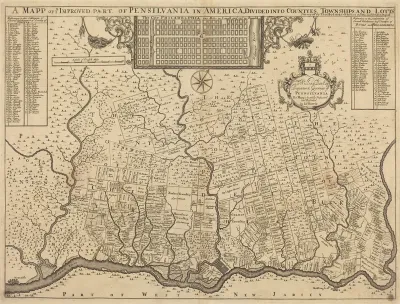 A mapp of ye improved part of Pensilvania in America, divided into countyes, townships and lotts