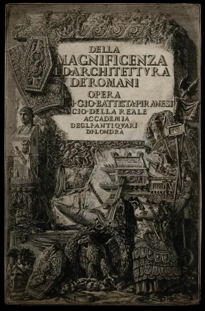A marble tablet sculpted in relief with trophies and ornaments illustrating the magnificence of the ancient Romans