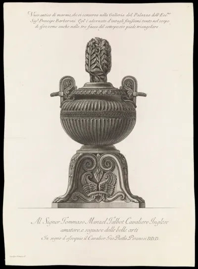 A marble vase. Etching by G.B. Piranesi, ca. 1770