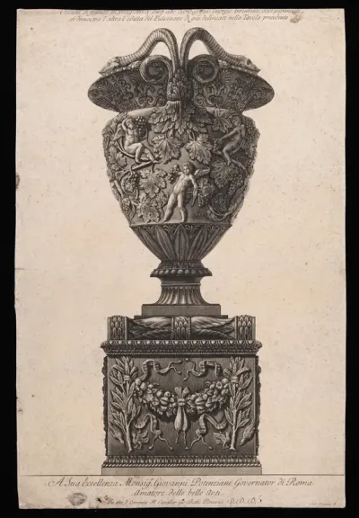 A marble vase placed on a pedestal