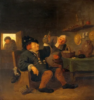 A medical practitioner examining a urine-flask