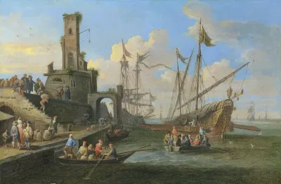 A Mediterranean harbour scene