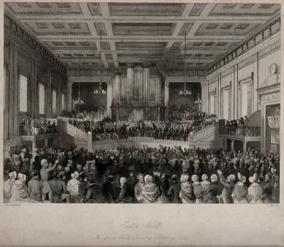 A meeting at Exeter Hall on the abolition of the slave trade