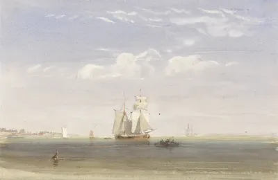 A Merchantman Becalmed Offshore