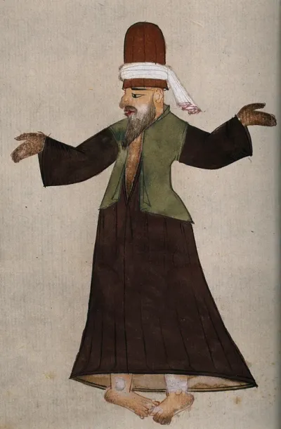 A Mevlevi, or whirling dervish, performing a ritual mystic dance