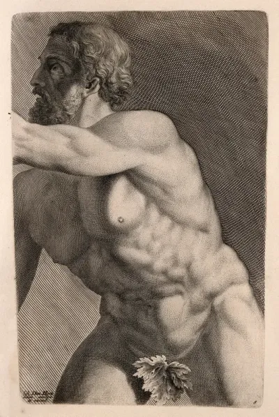 A middle aged man, nude: frontal view
