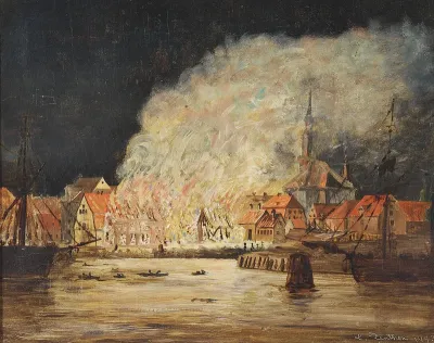 A mill burning in Christianshavn.