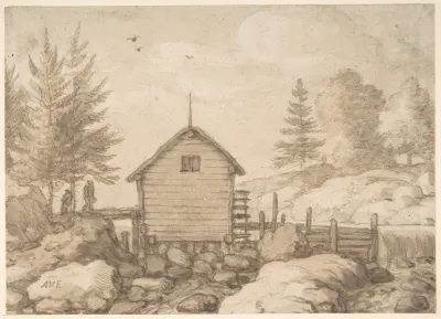 A Mill on Rocks in a River in Norway