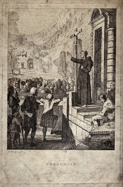 A monk preaching in the Colosseum in Rome