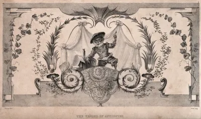 A monkey, dressed in human clothing and holding up a medicinal remedy: representing quacks or itinerant medicine vendors