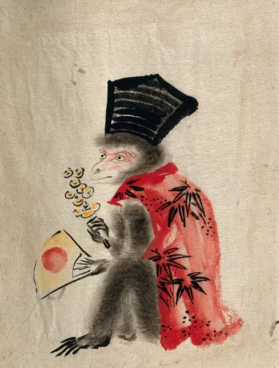 A monkey wearing human clothes