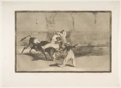 A Moor Caught by the Bull in the ring, plate 8 from "La Tauromaquia"