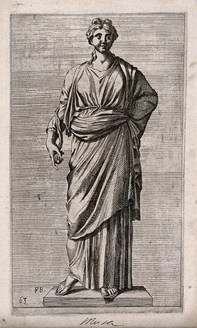 A muse. Etching by F. Perrier