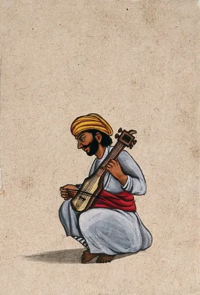 A musician playing the Indian violin