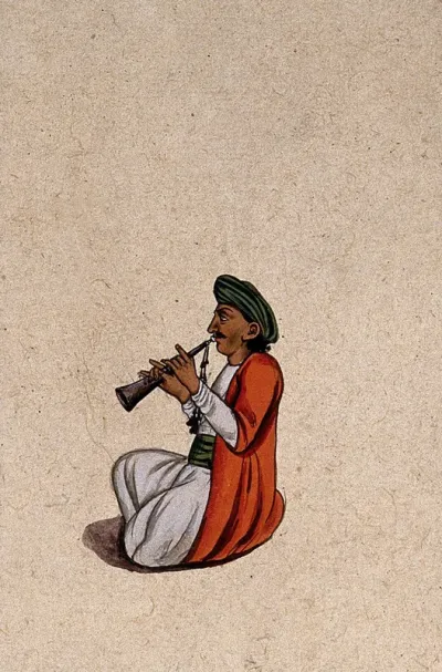 A musician playing the shehnai