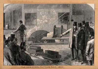 A new saw used in the cutting of steel: interior view