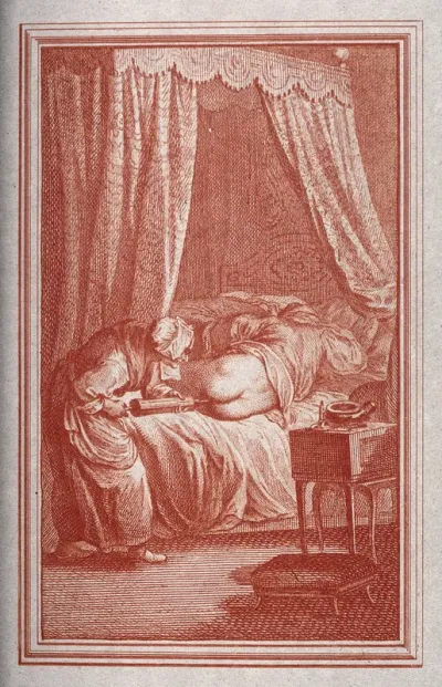 A nurse gives a man an enema