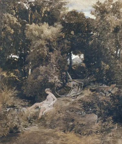 A Nymph at the Fountain (Pan, Chasing a Nymph)