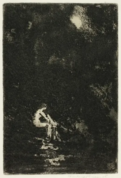 A Nymph Bathing, Moonlight