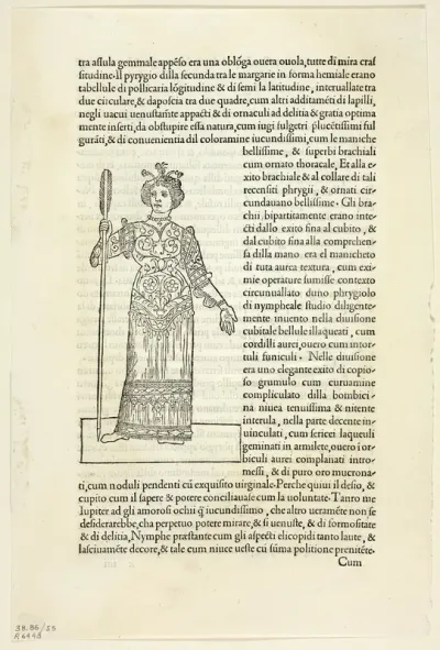 A Nymph from Hypnerotomachia Poliphili (The Strife of Love in a Dream), Plate 55 from Woodcuts from Books of the 15th Century