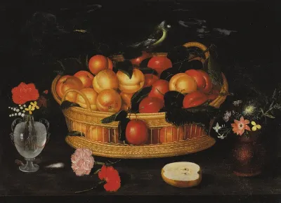 A pair of still lifes with flowers, birds, and fruit  (1)