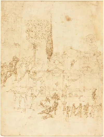A Party in a Roman Villa [recto]