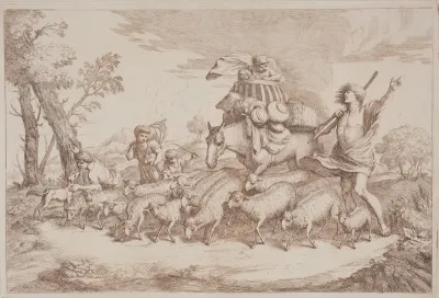 A Pastoral Journey with a Child in a Basket on Horseback