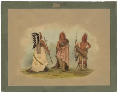 A Pawnee Chief with Two Warriors