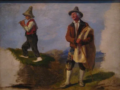 A peasant standing still and a peasant boy playing the fife (Naples)