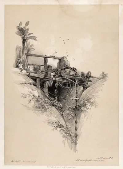 A Persian water-wheel used in raising water from the Nile
