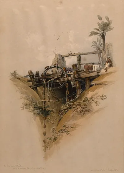 A Persian wheel, a device used in the irrigation of the Nile, Egypt