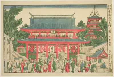 A Perspective View: The Two Deva Kings Gate of Kinryuzan Temple (Ukie: Kinryuzan niomon no zu)