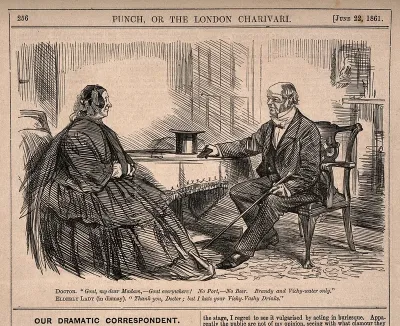A physician advising his reluctant patient to avoid alcohol having diagnosed gout