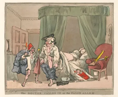 A physician called out of bed by a hoax night call