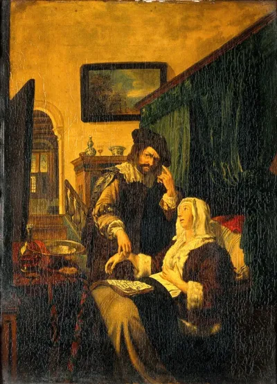 A physician taking a lady's pulse
