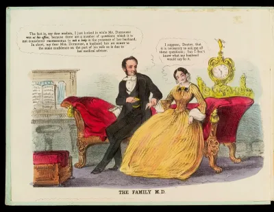 A physician trying to take advantage of a young woman patient by visiting her at home while her husband is out
